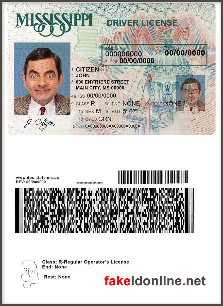 Mississippi Driver License New 1200dpi